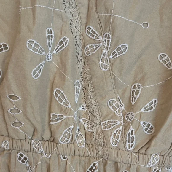 Ralph Lauren Tan Embroidered Midi Dress - Picture 9 of 12